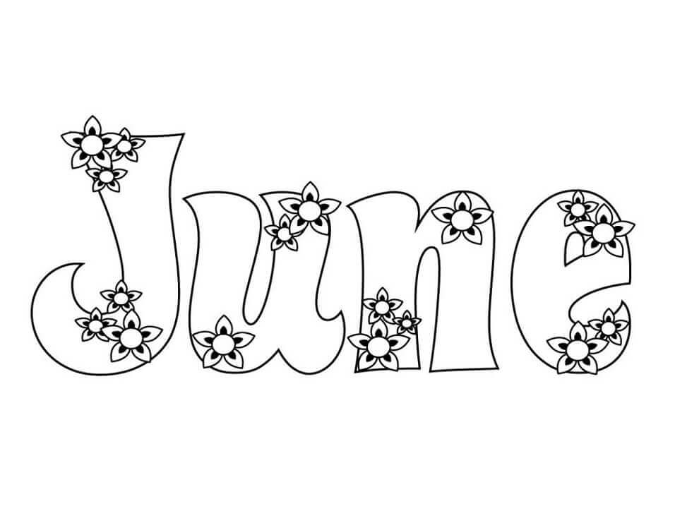 Dibujo de Junio Con Flor para Colorear y Imprimir