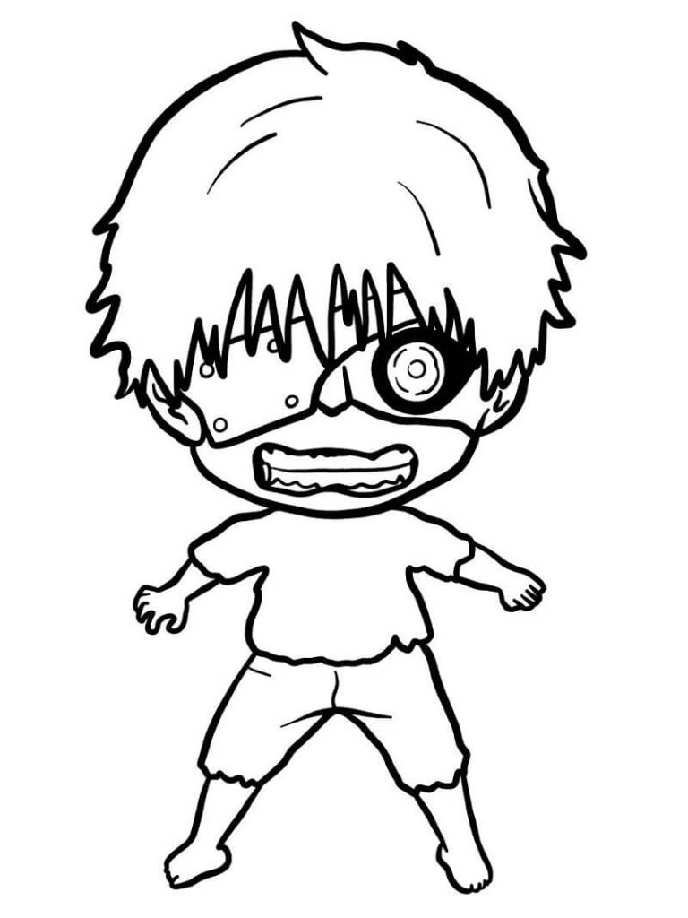 Dibujo de Chibi Kaneki Ken para Colorear y Imprimir