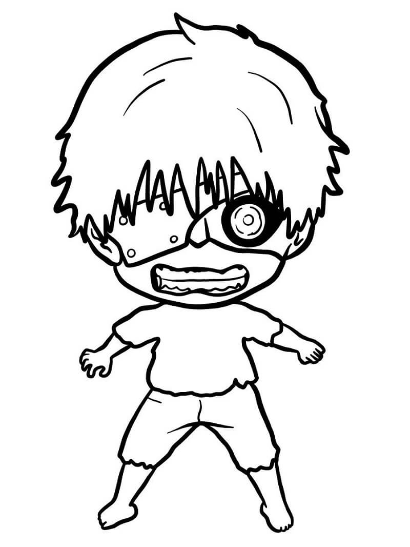 Dibujo de Chibi Kaneki Ken para Colorear y Imprimir