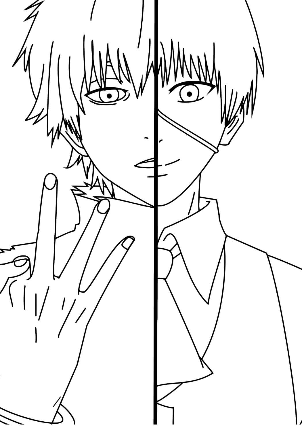 Dibujo de Kaneki Ken And Haise Sasaki para Colorear y Imprimir