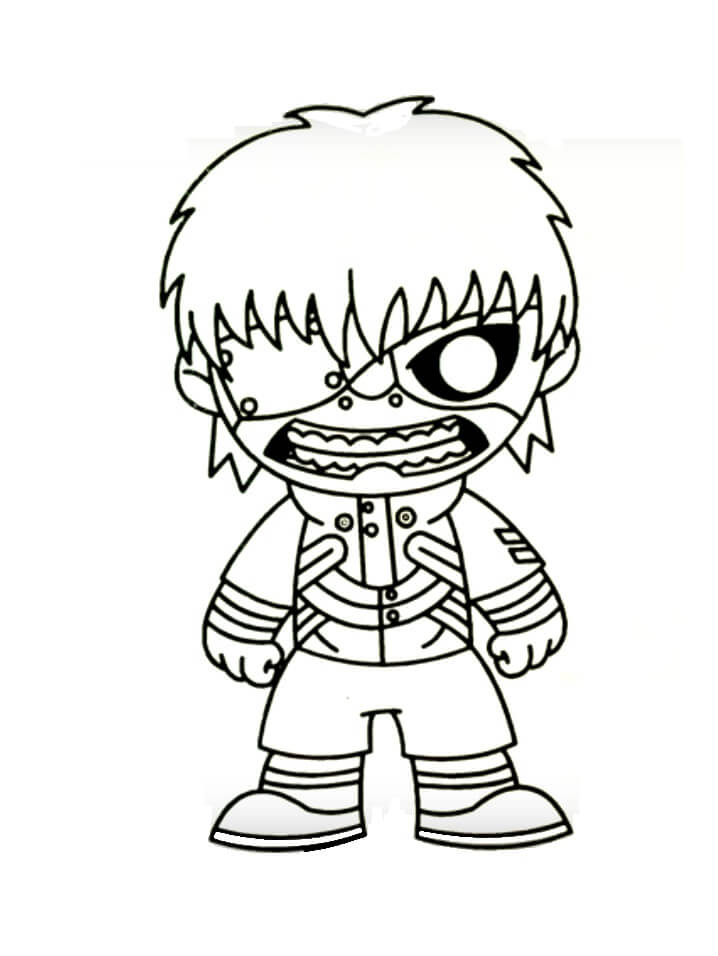 Dibujo de Monstruo Chibi Kaneki Ken para Colorear y Imprimir
