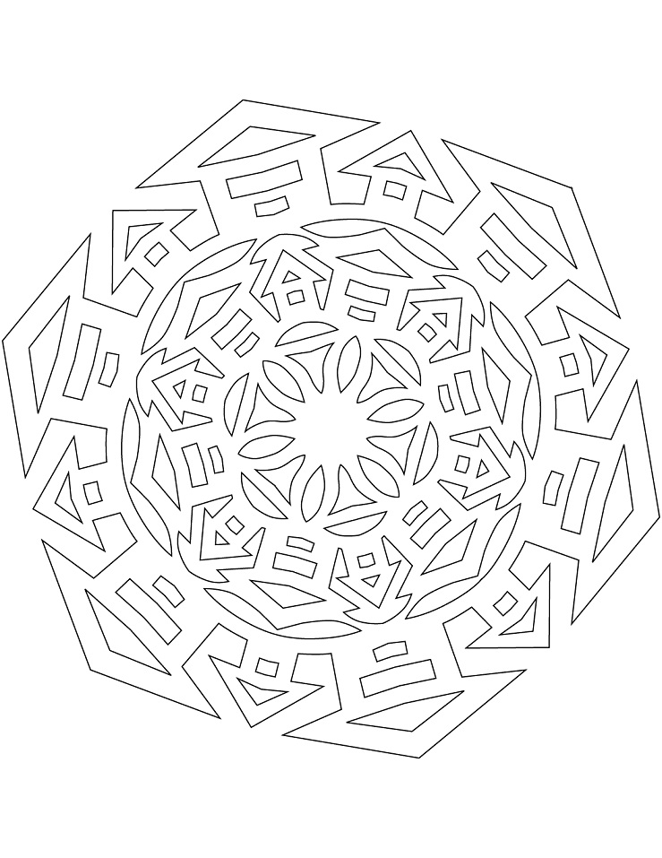 Dibujo de Copo de Nieve Con Casas para Colorear y Imprimir