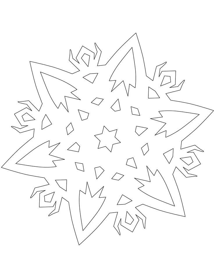 Dibujo de Copo de Nieve Con Criaturas Rituales para Colorear y Imprimir