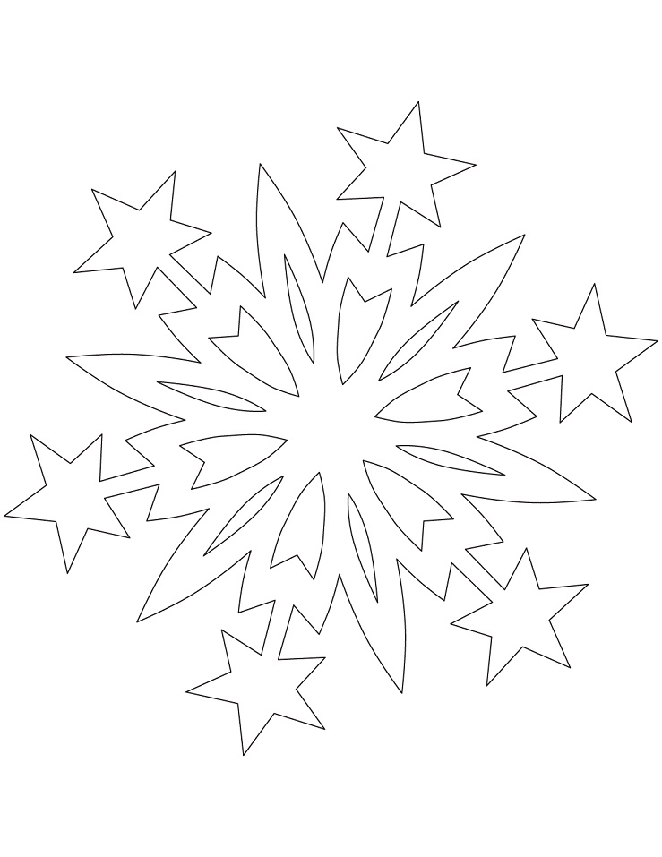 Dibujo de Copo de Nieve Con Estrellas Navideñas para Colorear y Imprimir