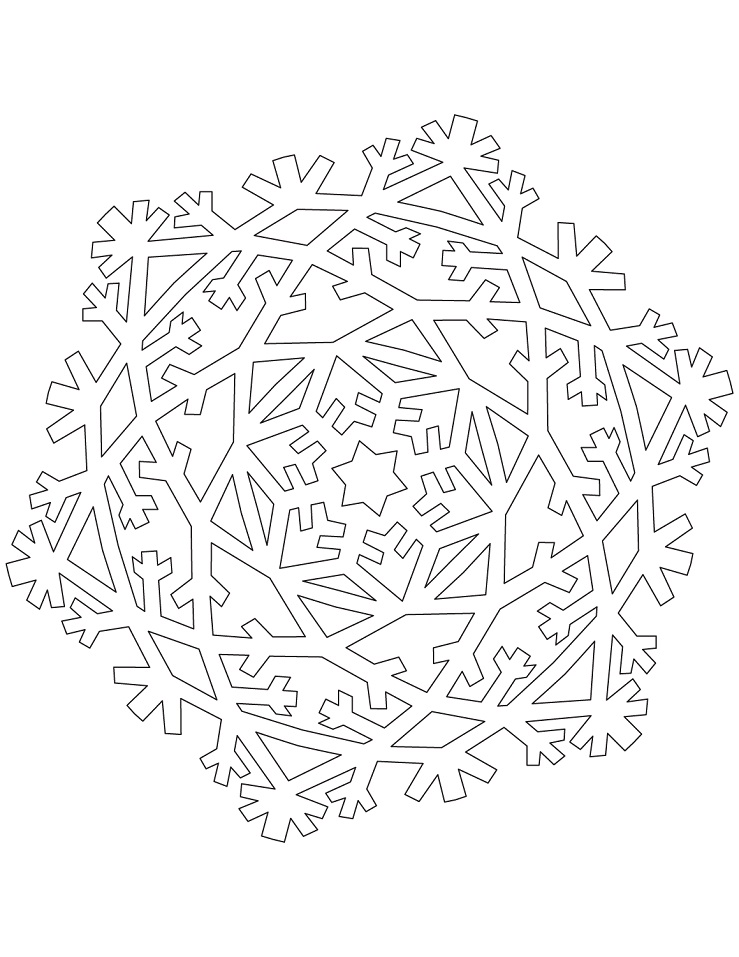 Dibujo de Copo de Nieve Con Muchos Cristales para Colorear y Imprimir