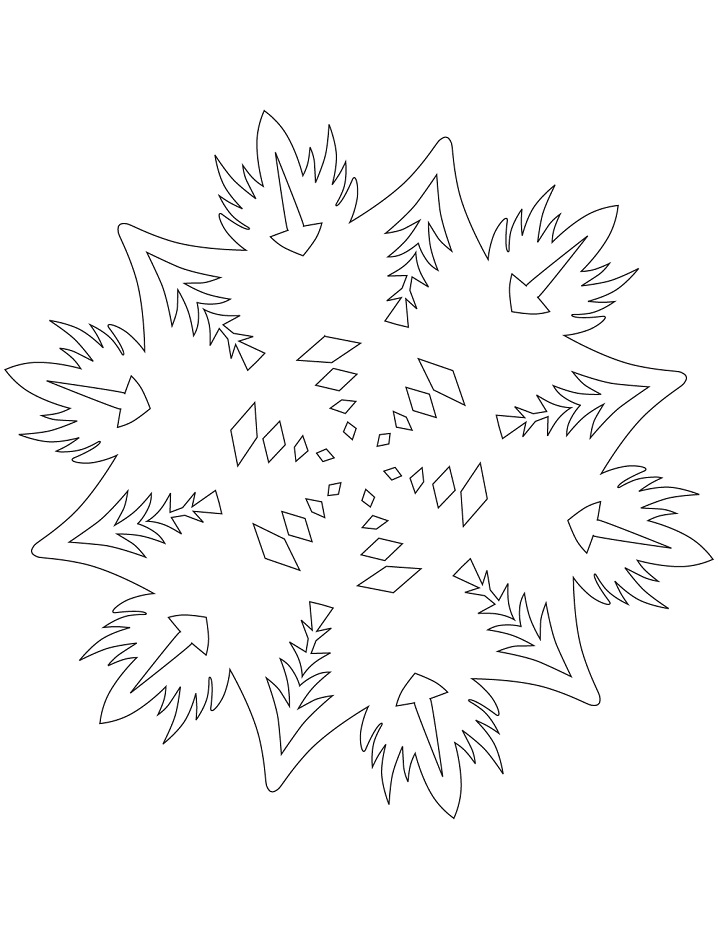 Dibujo de Copo de Nieve Con Patrón Abstracto para Colorear y Imprimir