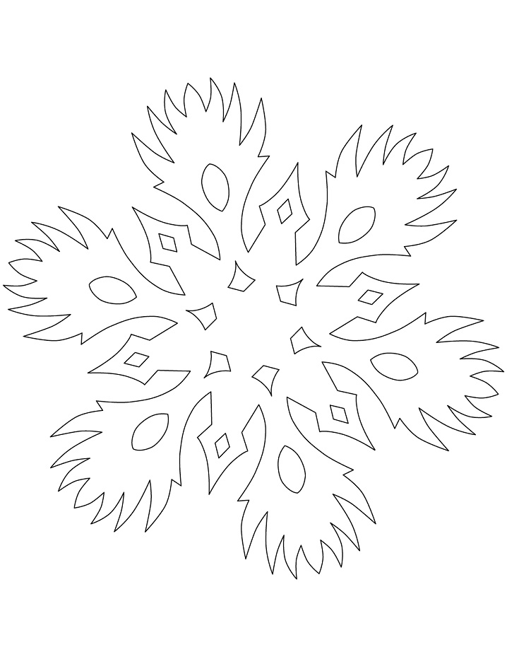 Dibujo de Copo de Nieve Con Patrón Ardiente para Colorear y Imprimir