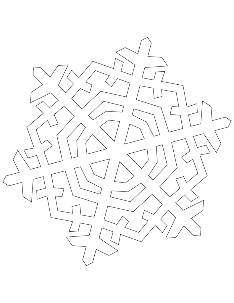 Dibujo de Copo de Nieve de Cristal de Seis Puntas para Colorear y Imprimir