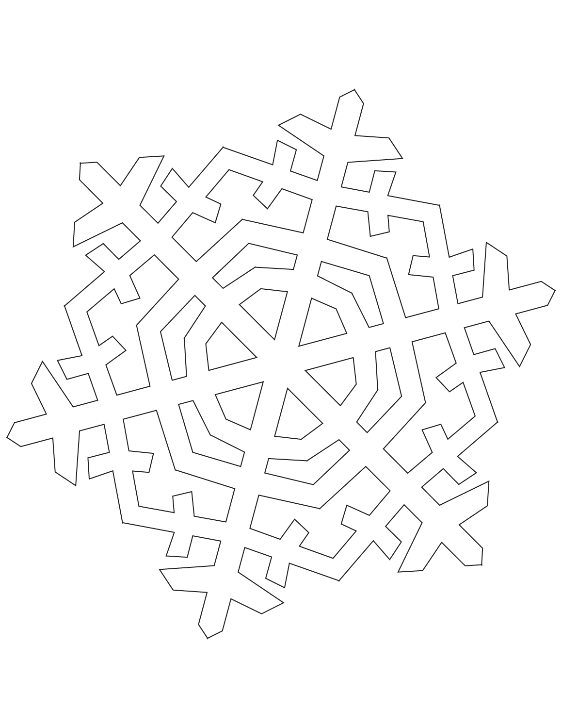 Dibujo de Copo de Nieve de Cristal de Seis Puntas para Colorear y Imprimir