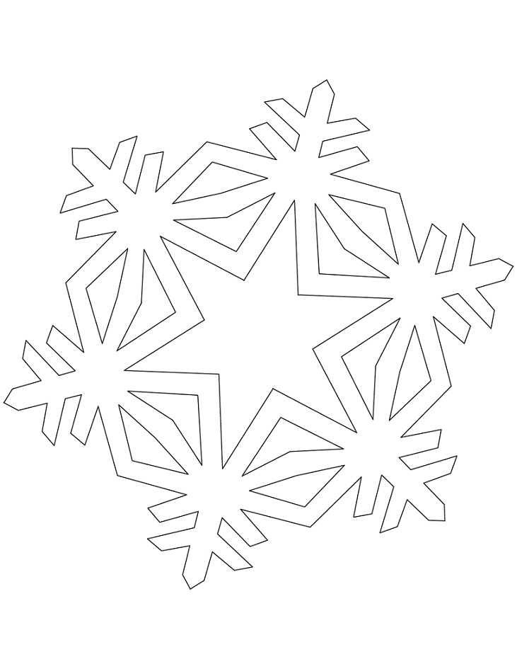 Dibujo de Copo de Nieve de Cristal Simple para Colorear y Imprimir