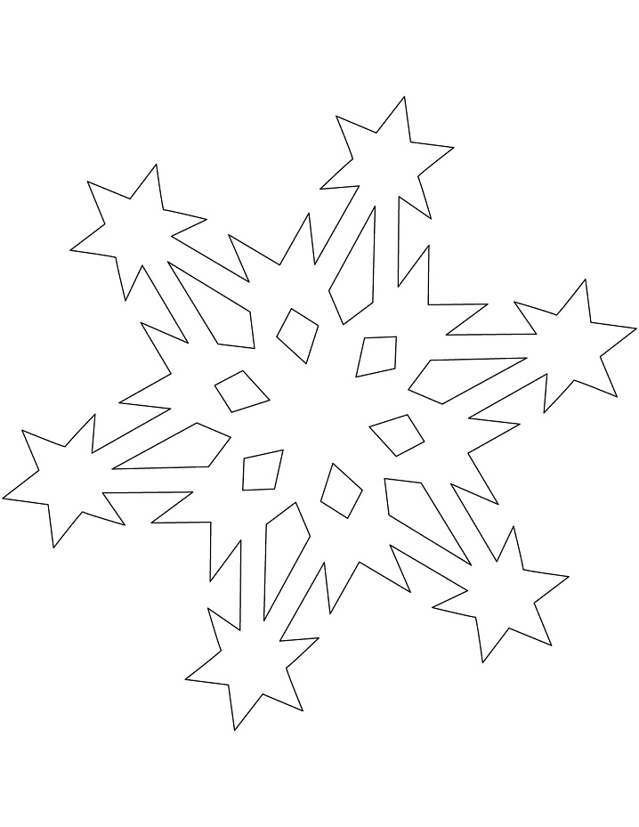 Dibujo de Patrón de Copo de Nieve Con Estrellas para Colorear y Imprimir