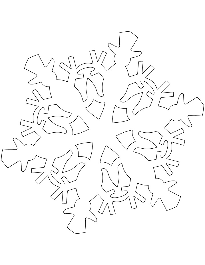 Dibujo de Patrón de Copo de Nieve Con Mu Eco de Nieve para Colorear y Imprimir