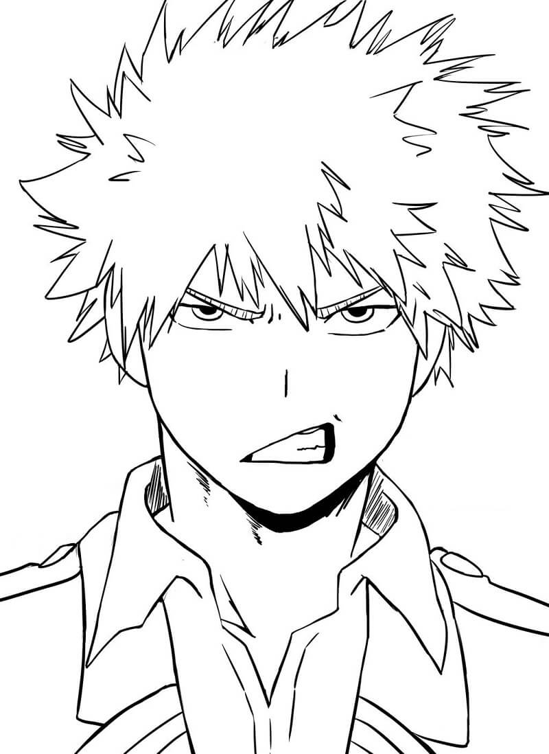 Dibujo de Enfréntate a Katsuki Bakugo para Colorear y Imprimir
