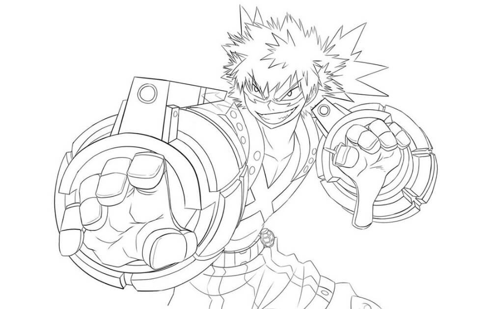 Dibujo de Katsuki Bakugo Divertido para Colorear y Imprimir