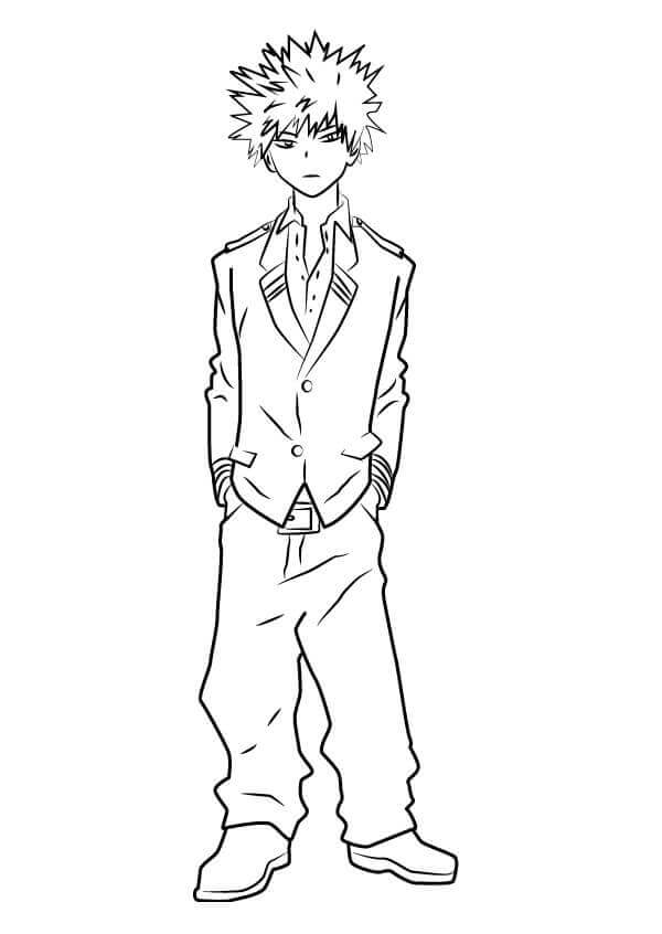 Dibujo de Katsuki Bakugo Guapo para Colorear y Imprimir