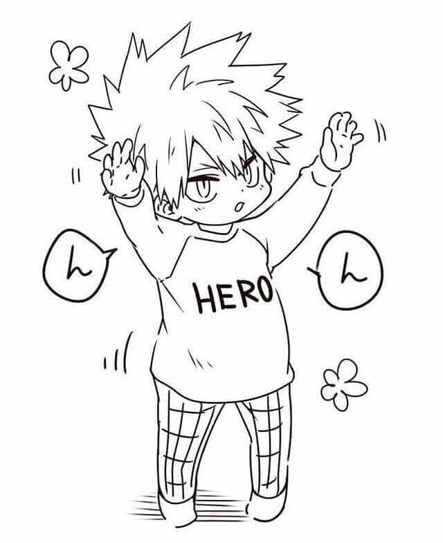 Dibujo de Pequeño Bakugo para Colorear y Imprimir
