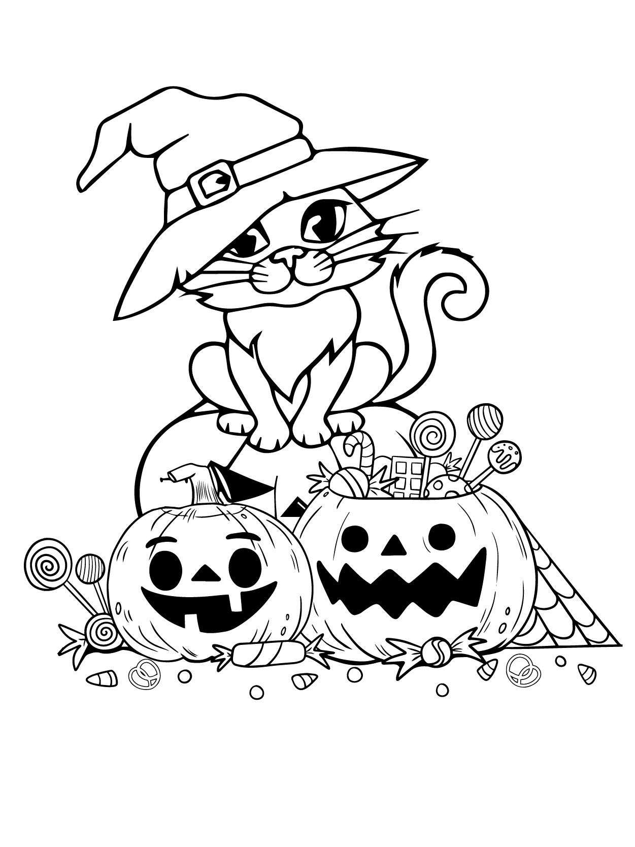 Dibujo de Kawaii Halloween 11 para Colorear y Imprimir
