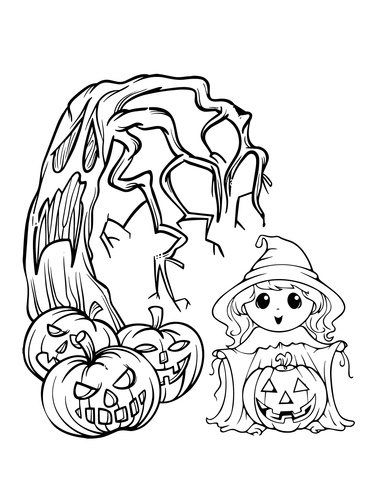 Dibujo de Kawaii Halloween 13 para Colorear y Imprimir