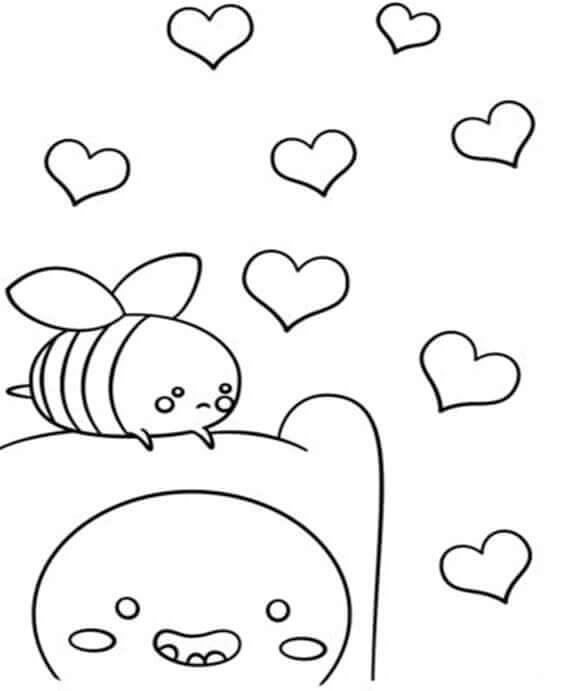 dibujo abeja kawaii para colorear