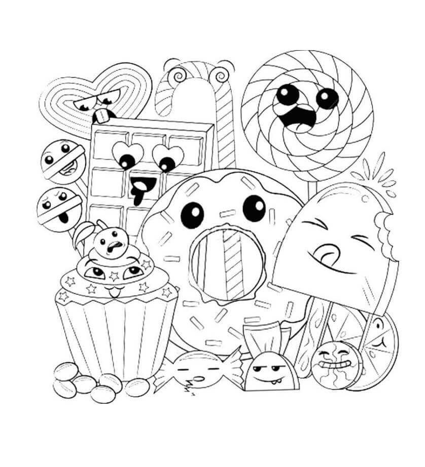 dibujo alimentos normales kawaii para colorear