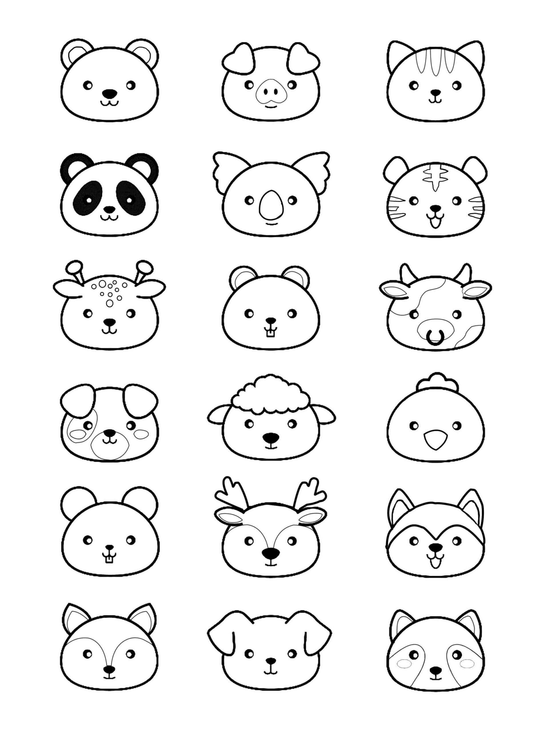 dibujo cabeza de cabeza kawaii para colorear