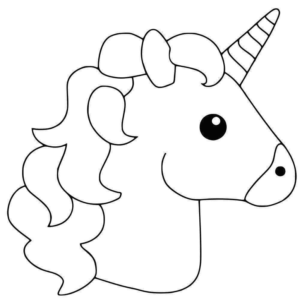 dibujo cabeza unicornio kawaii para colorear