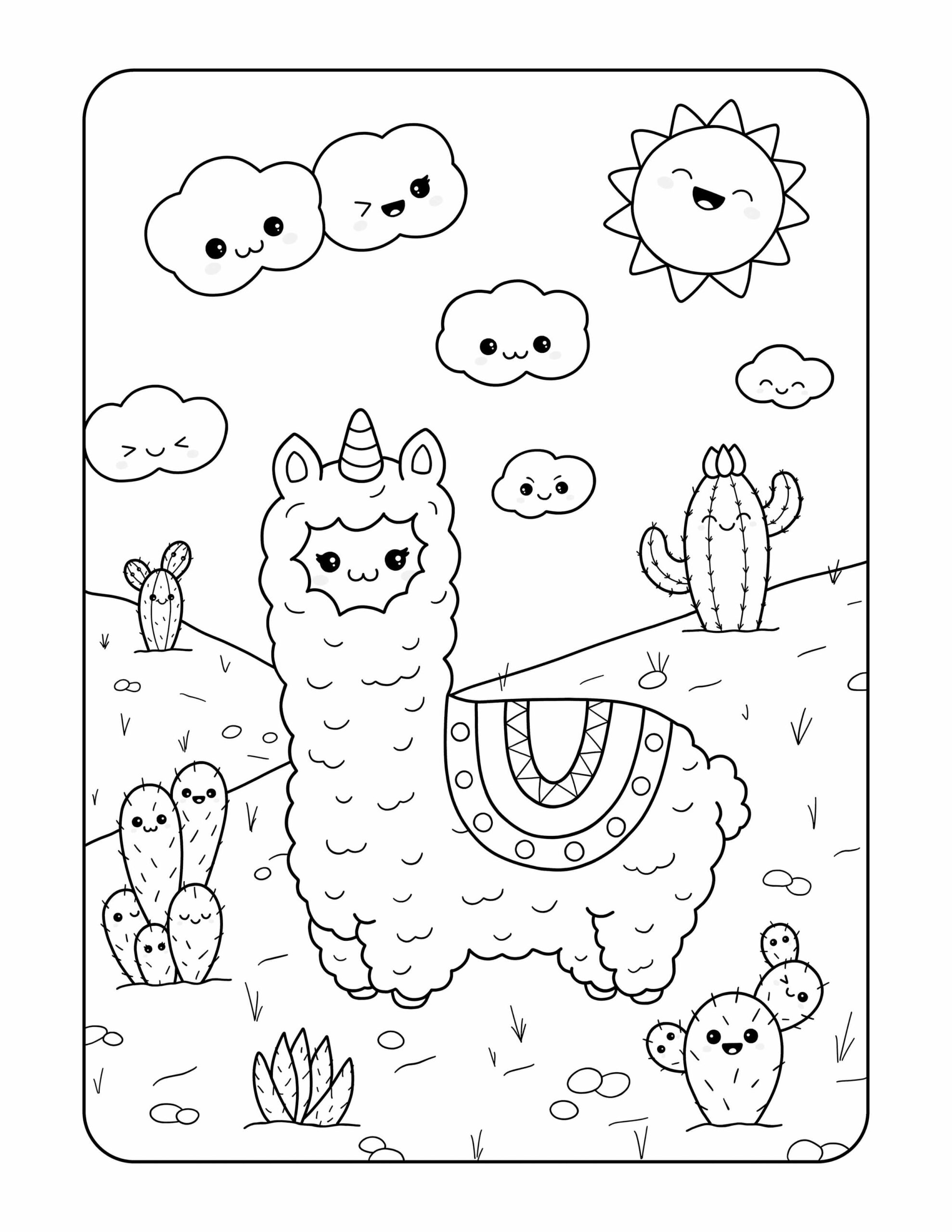 dibujo camello kawaii para colorear
