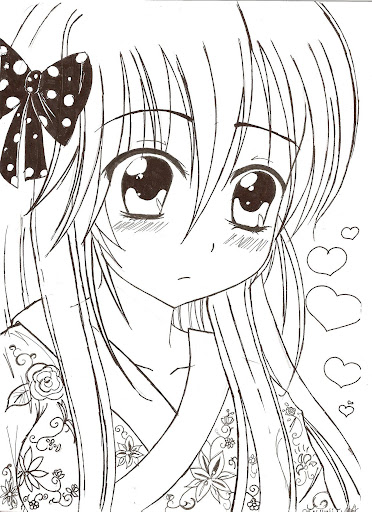 dibujo cara anime nina kawaii para colorear