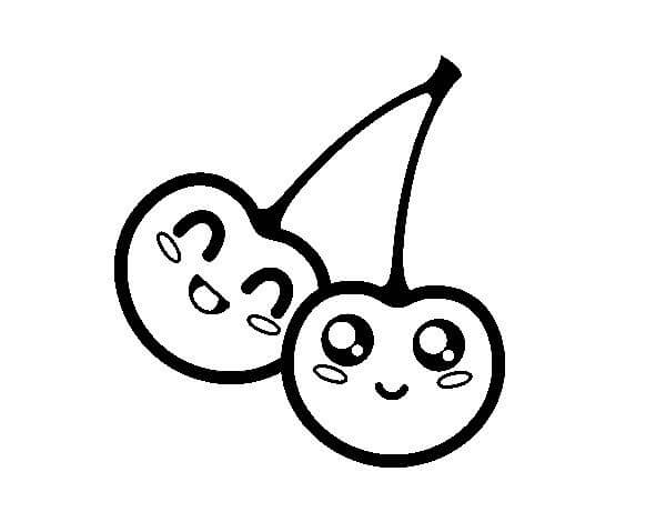 dibujo cereza kawaii para colorear