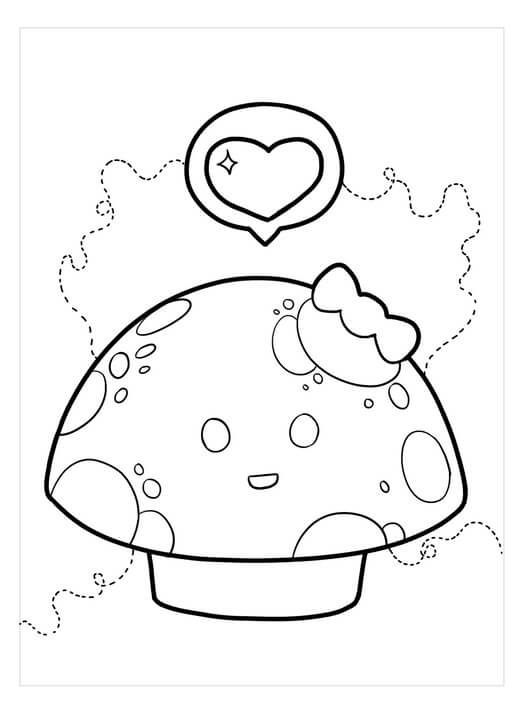 dibujo champinones kawaii para colorear