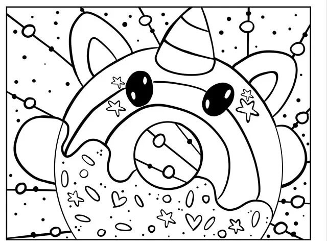 dibujo donut maiz kawaii para colorear