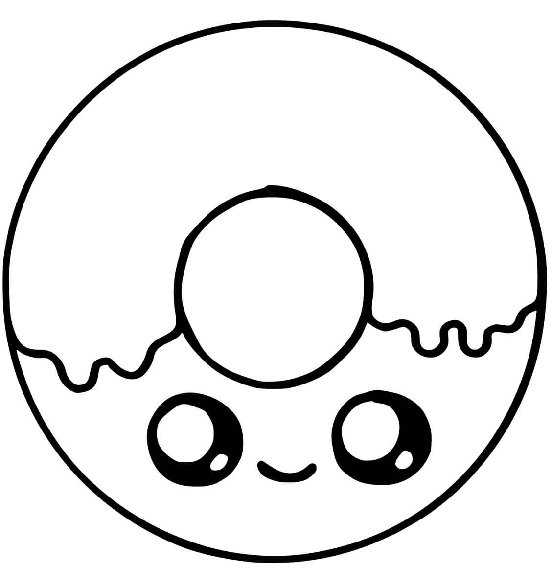 dibujo donut sonriendo kawaii para colorear