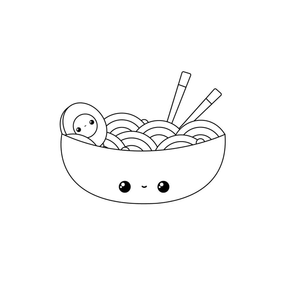 dibujo fideos sonrientes kawaii para colorear