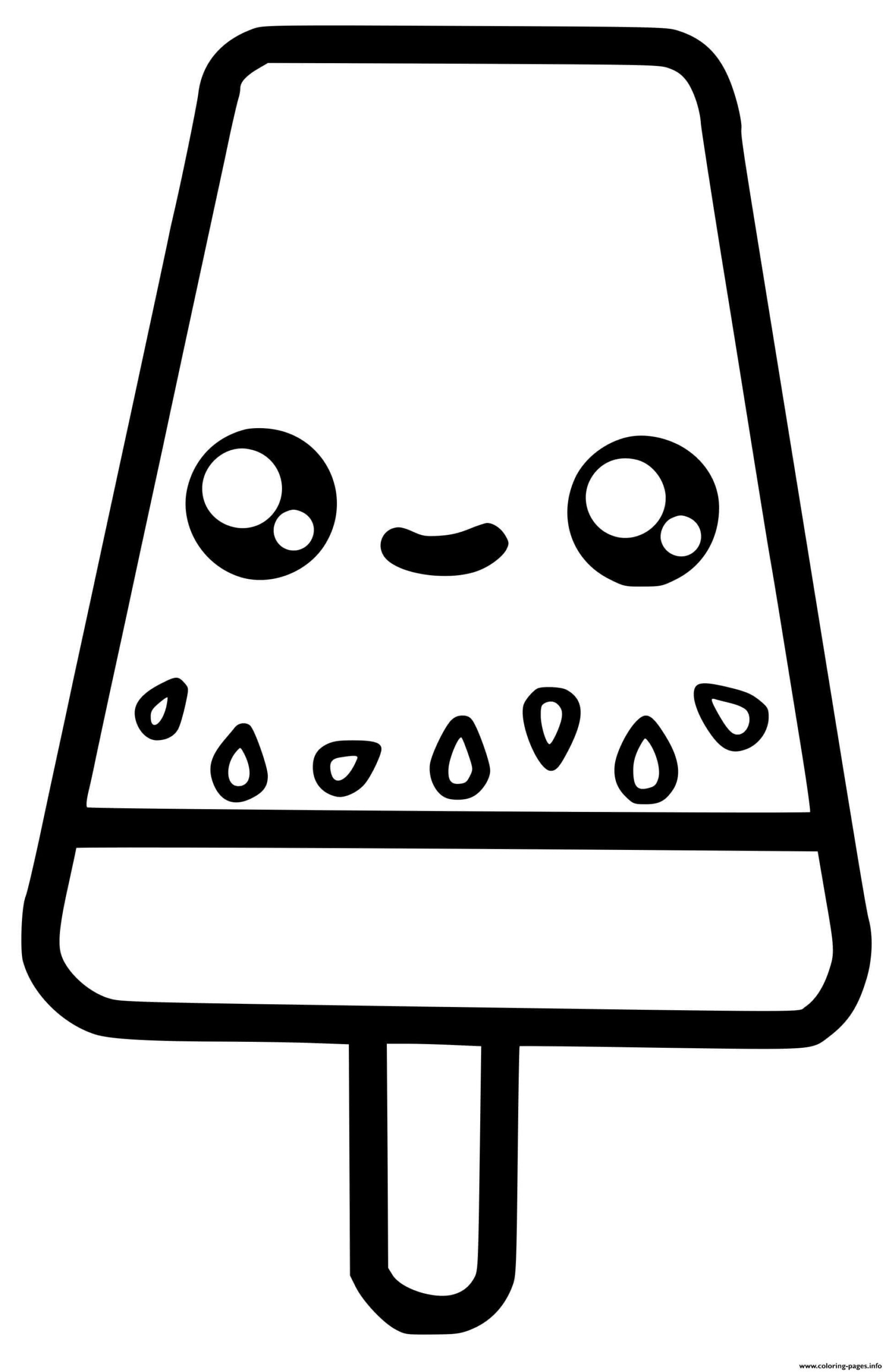 dibujo helado de sandia kawaii para colorear