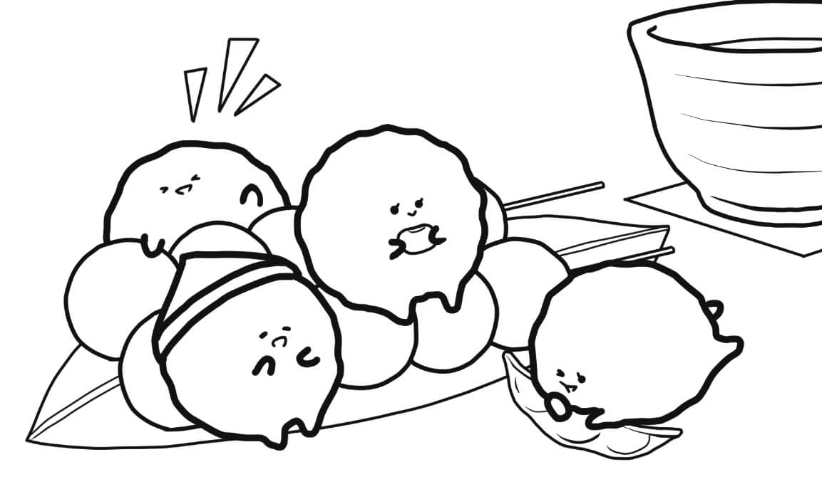dibujo kawaii japones frijol para colorear