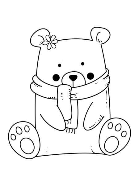 dibujo kawaii oso sentado para colorear