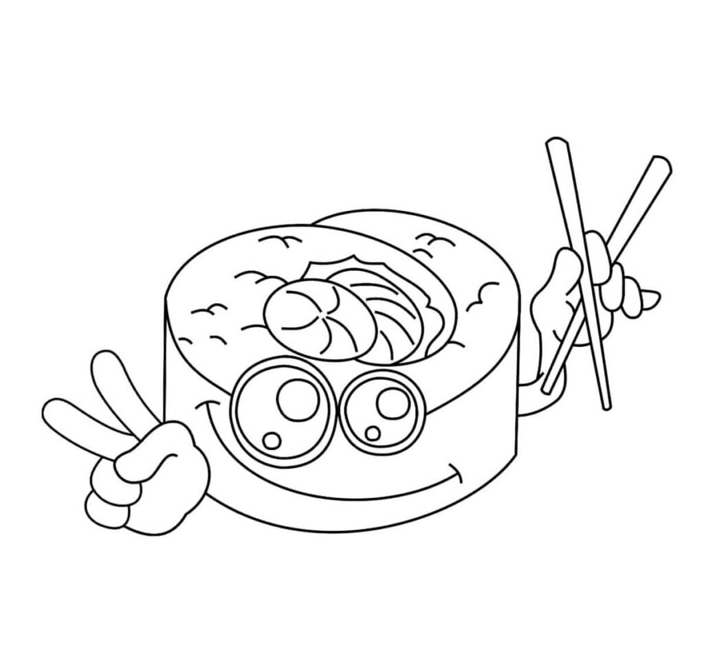 Dibujo Kawaii Sushi Sonriendo Para Colorear