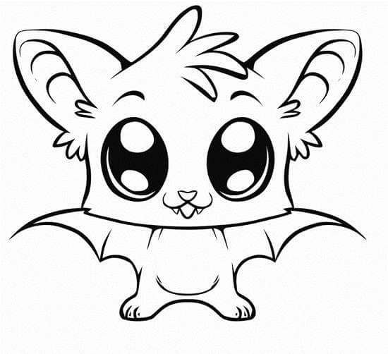 dibujo murcielago kawaii para colorear