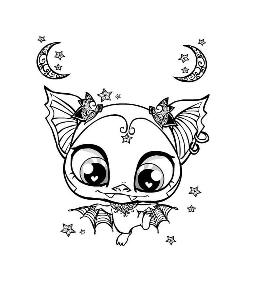 dibujo murcielago mandala kawaii para colorear
