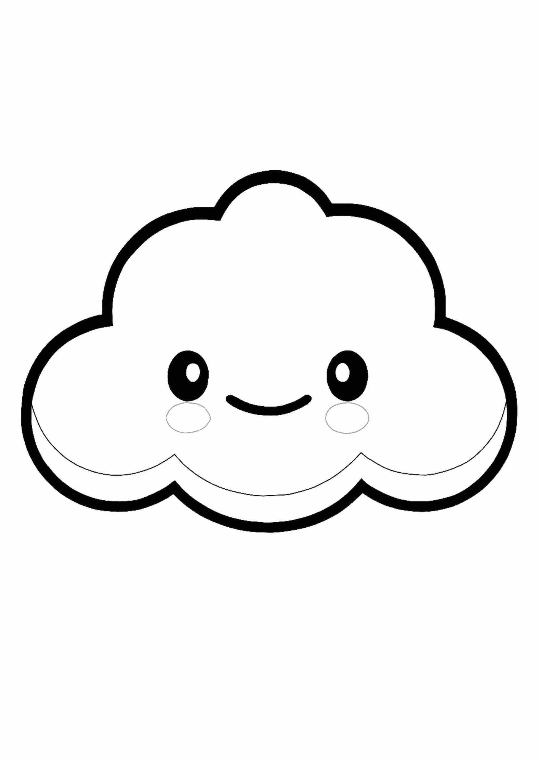 dibujo nube kawaii para colorear