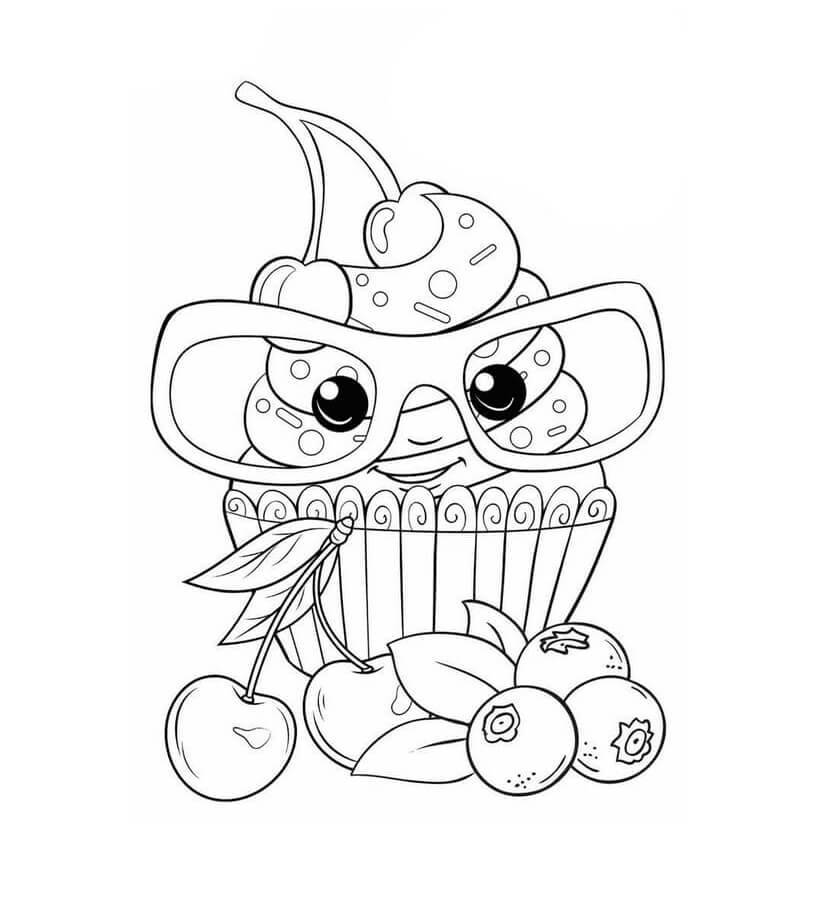dibujo pastel con gafas kawaii para colorear