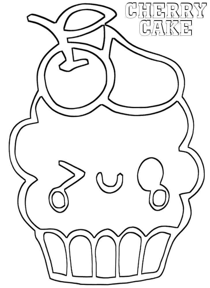 dibujo pastel de cerezo kawaii para colorear