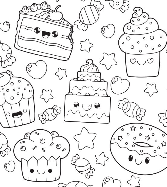 dibujo pastel kawaii para colorear
