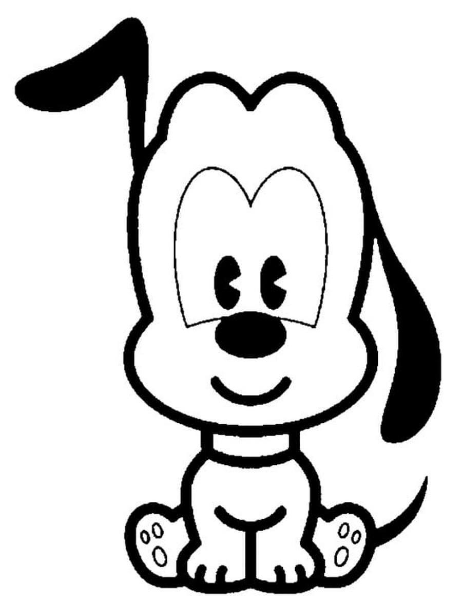 dibujo perro kawaii sonriendo sentado para colorear