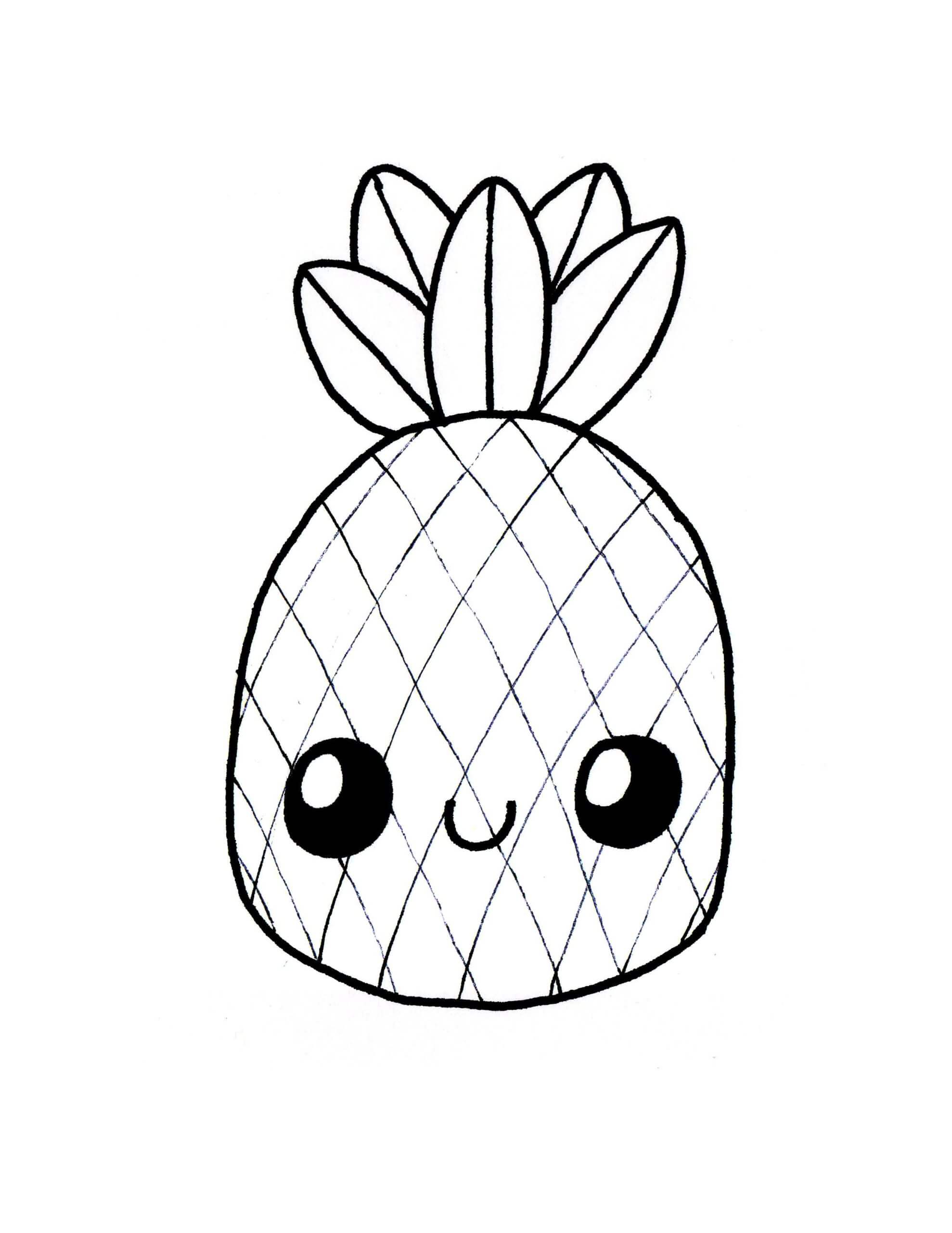 dibujo pina sonriente kawaii para colorear