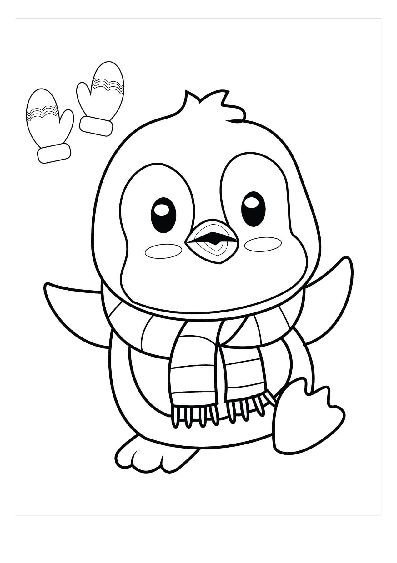 dibujo pinguino kawaii para colorear