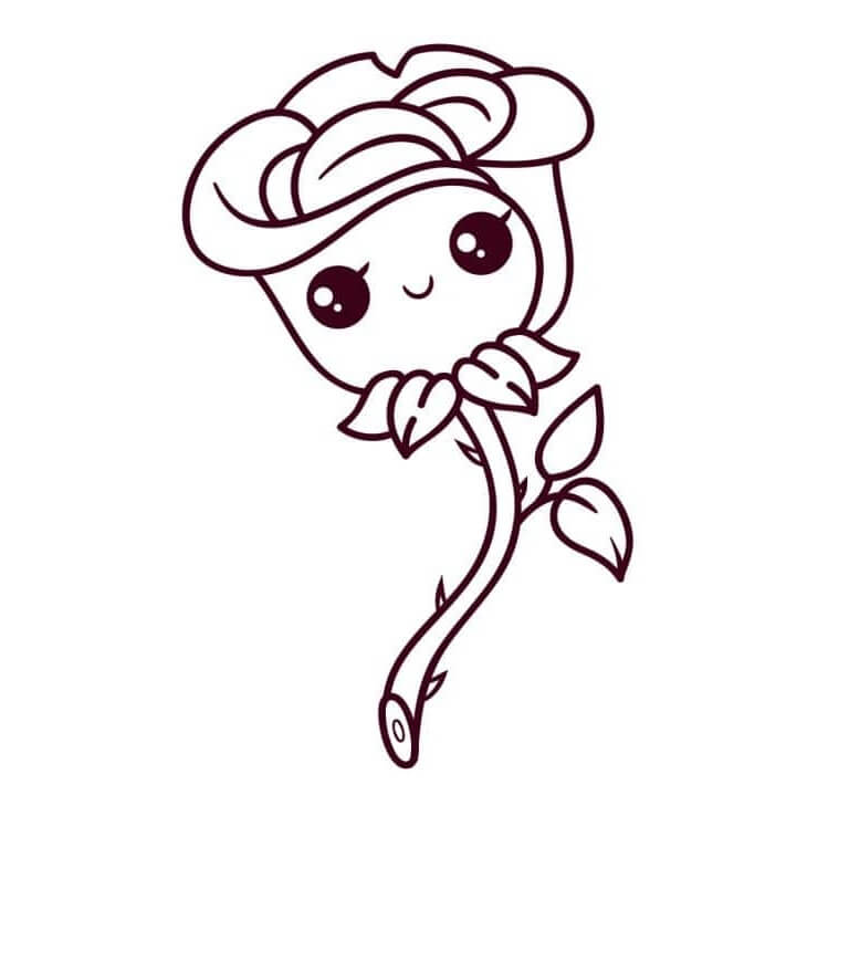 dibujo rosa sonriente kawaii para colorear