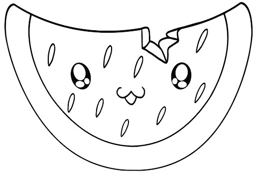 dibujo sandia kawaii 2 para colorear