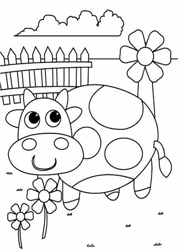 dibujo vaca sonriendo kawaii para colorear