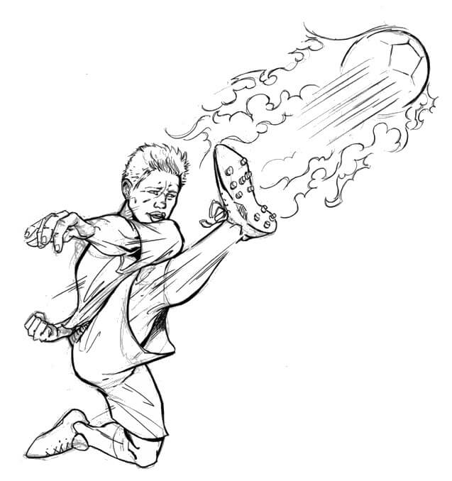 Dibujo de Kevin de Bruyne Patea La Pelota para Colorear y Imprimir